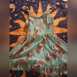 Royal Bones Light Blue Floral Skull Dress